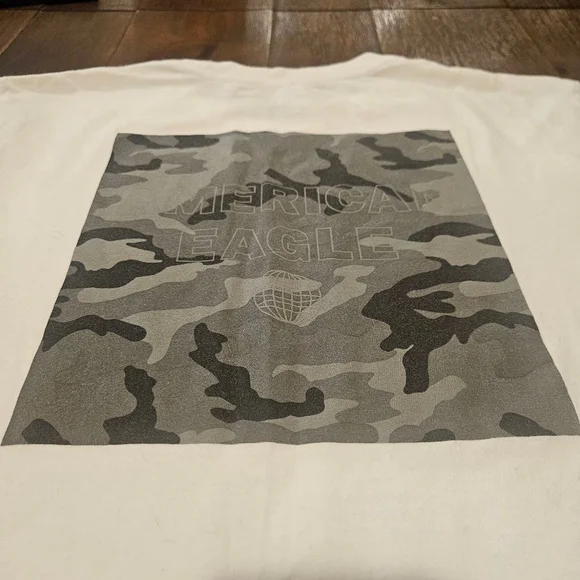 Men's American Eagle White Camo Graphic Short Sleeve Tee M - Picture 5 of 8